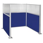 VERSARE Hush Panel Cubicle Kit 6' x 6' “U” Shape | W/Fluted Poly Window | Workstation Wall Partition | Privacy Desk Office Divider | Sound Dampening Fabric Panels Royal Blue