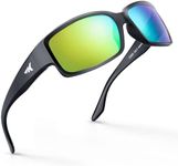 KastKing Skidaway Polarized Sport Sunglasses for Men and Women, Gloss Black Frame, Brown Base Chartreuse Mirror