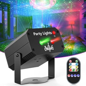 Mini Lampe de Scène avec Télécommande, 32 Motifs de Projection RGB Câble USB, Lumière Disco Contr�ôlée par Musique et Stroboscop, Boule Disco à Commande Vocale pour Halloween, Fête, Noël, Club, Home