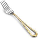 KEAWELL Pearl Edge 4-Piece Premium Fork Set, 18/10 Stainless Steel, Fine Silverware Forks with Mirror Finish and Exquisite Craftsmanship, Gold Accent, Dishwasher Safe (4, 7.3" Salad Forks)