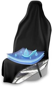 Waterproof SeatShield EliteSport Front Car Seat Cover - Washable Car Seat Protector from Sweat, Food, Dirt After Gym, Swimming etc. - Anti-Slip Universal Black Car Seat Covers for All Vehicles