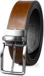 HoffeBelts Men's Leather Belt - Handmade Belts for Men with Buckle, Full Grain Leather Belts, Reverisble Dress Black & Brown Dual XL