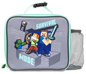 Minecraft - Kids Lunch Bag - Video Game Steve & Alex Lunch Box - Mesh Pocket - Clip Carry Handle Gifts - Official Merchandise