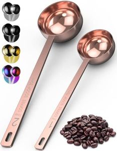 Orblue Coffee Scoop Set - 1 Tbsp (15ml) & 2 Tbsp (30ml) Measuring Tablespoon - Stainless Steel Coffee Measuring Spoon and Scooper with Long Handles - Pack of 2 Rose Gold