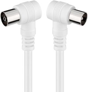 CABLEPELADO Cavo antenna TV maschio femmina, cavo coassiale antenna TV, cavo antenna TV 90° ad angolo, cavo TV, decoder, HDTV, DVB-T2, DVB-C, DVB-S, TV e radio, 75 Ohm, bianco, 5 metri