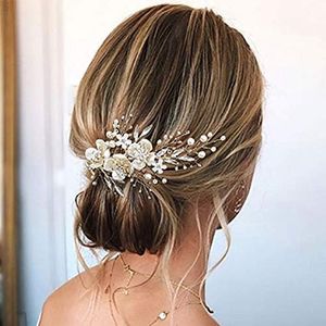 Cosydays Flower Bride Wedding Hair Comb Sliver Pearl Bridal Hair Piece Crystal Hair Accessories for Women and Girls (A-Flower)