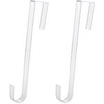 Non Scratch 100% Clear 12in Wreath Hanger 2Pk. Slim Christmas Wreaths Holders for Hanging Fall Halloween Decorations Over Front or Garage Door. Best Long Hooks for Indoor or Outdoor Home Decor