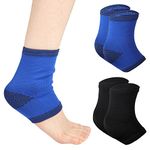 Nuanchu 2 Pairs Kids Ankle Brace, Kids Ankle Compression Socks Elastic Ankle Compression Sleeve Sports Ankle Support Brace for 5-12 Years Kids (Blue, Black,2 Pairs), One Size