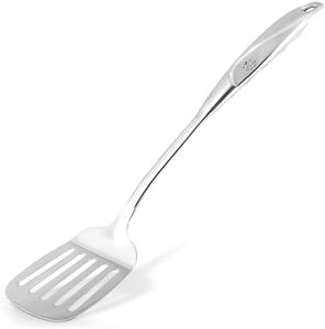 Zulay Kitchen Stainless Steel Cooking Utensil - Stainless Steel Kitchen Utensil - Durable Kitchen Gadgets - Metal Kitchen Accessories - Easy to Clean Kitchen Tools - 14.8" Slotted Turner