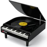 Vosterio Vinyl Three Speed Bluetooth Turntable,Vintage Turntable with Built-in Stereo Speakers, Turn Discs with Bluetooth Receive Function and Bluetooth Output,Piano Design