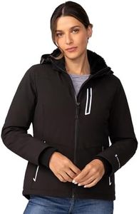 Free Country Women's Winter Softshell Coat Jacket Lined Warm Insulated Hooded Fleece Water & Wind Resistant-Black-Size S