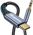 KOOPAO USB C to 3.5mm Audio Aux Jack Cable, Type C to 3.5mm Headphone Stereo Cord Car Compatible with iPhone 16 15 Plus/15 Pro Max, Galaxy S23 S22 S21 S20, MacBookiPad Pro (Grey, 3.28Ft)