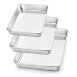 Baking Tray Set of 3, Herogo Stainless Steel Baking Trays for Oven, Rectangle Baking Sheet Pan, Deep Oven Tray for Lasagna Cookie Brownie Pizza, Heavy Duty & Anti-Rust, Easy Clean & Dishwasher Safe