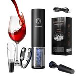 Marchpower Electric Wine Bottle Opener Set, Portable Rechargeable Automatic Cordless Corkscrew Remover with Attached Foil Cutter Stopper Wine Aerator Pourer, Best Gifts for Wine Lovers