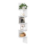 VASAGLE Corner Shelf Wall Mount, 5-Tier Floating Corner Bookshelf, Plant Shelf for Bedroom, Living Room, Bathroom, Home Office, Cloud White