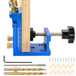 Pocket Hole Jig Kit, Metal Pocket Screw Jig 15 Degree Drilling Locator,Pocket Dowel Hole Jig System Set Wood Joint Angle Tool