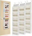 Ordovibe 3-Pack Small Over the Door Hanging Organizer, 6 Clear Pockets and 6 Mesh Pockets, 11.8” Wide for Narrow Cabinet Doors, French Doors in the Bathroom, Closet, RV