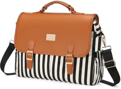 LOVEVOOK Laptop Bag for Women, 15.6 Inch Large Capacity Computer Teacher Bags Work Business Bags Tote Briefcase Purse, Cute Shoulder Messenger Bag Laptop Sleeve Case, Dark Green-Beige