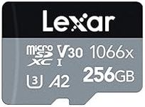 Lexar Professional 1066x 256GB Micro SD Card, UHS-I Card w/ SD Adapter SILVER Series, Up to 160MB/s Read, for Action Cameras, Drones, High-End Smartphones and Tablets (LMS1066256G-BNAAG)