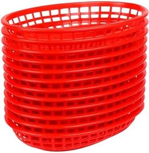 Food Deli Basket For Hamburgers, Hot Dogs, French Fries, Red, 9.25x5.67x1.75 Inches, 3-Pack