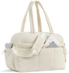 CLUCI Duffle Bag for Travel, Gym Bag for Women, Puffer Tote Small Carry On Bag, 30L Duffle Weekender Bags with Wet Pocket Beige