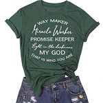 Cenlang Christian Shirts for Women Cute T-Shirts with Sayings - Way Maker Miracle Worker Promise Keeper - Round Neck Tunic Tops Green