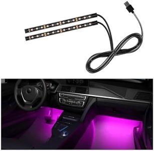Sylvil Car LED Strip Light, 24 LEDs RGB Neon Interior Atmosphere Lights, 12V Under Dash Ambient Night Light, USB Port Auto Interior Decorative Lamp, Universal Car Accessories (Pink Purple)