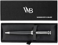 Wordsworth and Black Ballpoint Pen Black Lacquer- Stunning Luxury Pen Chrome Finish, Ink Refill, Best Gift Set for Men & Women, Refillable, Elegant, Nice Pens, Fine Point