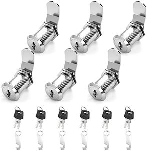 goldenwarm 6 Pack Cam Locks Keyed Alike Cabinet Lock File Locks 1-1/8'' Toolbox Lock with Keys Mailbox Lock, Fits on 1'' Board Thickness, Zinc Alloy with Satin Nickel Finish