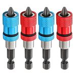 Saipor 4pcs Adjustable Screw Depth Screwdriver Bit Holder with S2 Phillips 2 Screw Driver Bits, 1/4 Inch Hex Shank Magnetic Steel Screwdriver Drywall Screw Bit (Red+Blue)