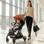 R for Rabbit Street Smart Ace Auto Fold Stylish Newborn Baby Stroller| Aluminum Frame Pram One Click Fold |Travel Friendly Cabin Trolley Stroller for 0-3 Years Kids||(Peach Black)
