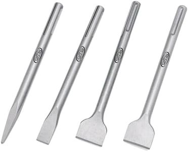 Regiis Tech 4 pcs SDS MAX 11 inch Chisel Set, Masonry Concrete Drill Bit Set, Tile Removal Chisel Bits for Rotary Hammer with Point Flat Tile Scraping Chisels