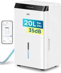 Dreo 20L/day Smart WiFi Dehumidifier Low Energy, 35dB Quiet Dehumidifiers for Home, Humidity Sensor & Display, Auto Mode, 3 Speed, Humidity Control, Laundry Drying, 24H Timer, Work with Alexa