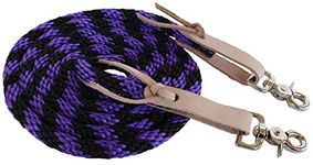 PRORIDER Horse Roping Western Barrel Contest Reins Nylon Braided 7' Purple Black 607500