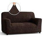 PAULATO BY GA.I.CO. Loveseat Slipcover - Stretch Couch Cover - Cushion Love Seat Sofa Cover - Soft Fabric Slip Cover - 1-Piece Form Fit Washable Protector - Microfibra Collection - Dark Brown