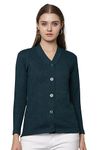 HIFZAA Wool V-Neck Sweater Cardigan for Women Winter Sweaters for Ladies Plus Size Bottle Green-2XL