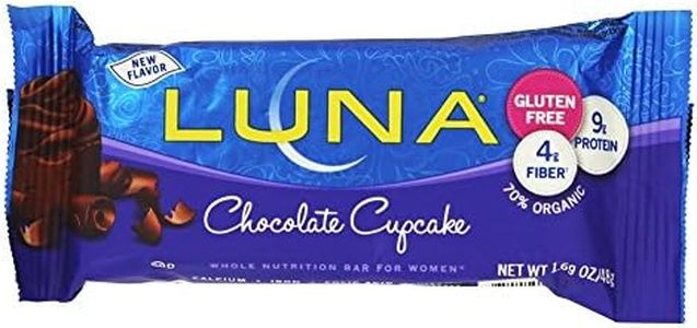 LUNA BAR - Gluten Free Snack Bars - Chocolate Cupcake -8g of protein - Non-GMO - Plant-Based Wholesome Snacking - On the Go Snacks (1.69 Ounce Snack Bars, 30 Count)