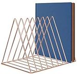 Belle Vous Metal Rose Gold Magazine Holder Rack - 9 Slot Triangle Desktop Organiser for Home, Bookshelf, Bathroom and Office Storage - For Books, Newspapers, Tablets and Folders