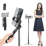 43.3inch Bluetooth Selfie Sticks Tripod, Extendable 3 in 1 Aluminum Selfie Stick with Wireless Remote and Tripod Stand 360 Rotation for iPhone Android Phone Outdoor Video Recording, Vlogging