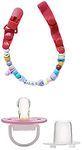 Baby Soother with Chain 1Pcs Baby Pacifier Clips Children for Baby Present Baby Clip Nipple Clips Newborn Dummy Holder for Teethers (Pack of 1) Soother (Multicolor) DL-01125