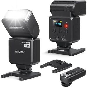 Andoer A35 Camera Flash Speedlite Wireless for Canon, Sony, Nikon, Panasonic, Olympus, Pentax, and Other DSLR Cameras - Features GN32, 1-4s Recycle Time, Universal Hot Shoe, and Trigger Transmitter