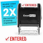 ExcelMark Entered Self-Inking Rubber Stamp - Red Ink (A1539)