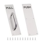 GINZER Stainless Steel Door Handle, Aluminum Alloy Pull and Push Plate Commercial Silver Heavy Duty Sliding Door Handle with Screws,300 X 80 mm