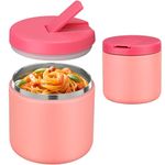 19 Oz Insulated Food Jar, Buckle Lid Wide Mouth Soup Thermos, Leakproof Stainless Steel Lunch Container for School Office Travel, Pink