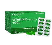 Carbamide Forte 400 mg Vitamin E Capsules for Face and Hair | 100% Natural VitaminE Supplement with Vitamin E Oil | Paraben Free - 120 Capsules