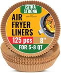 Round Air Fryer Liners Disposable 125Pcs – 8 Inch Air Fryer Paper Liner Parchment for Ninja, Tefal and More – Unbleached, for Baking, Roasting or Cooking, Easy Cleanup by Baker's Signature (20 cm)