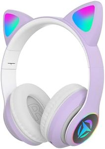 Tubes- Wireless/Wired Bluetooth Kids Headphones with 85dB Safe and Upto 30 Hours Play Time with 800 mAh Battery for for Girls/Boys Gifts Cat Ear Online Learning School (Purple)