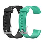 ID115Plus HR Replacement Bands Adjustable Silicone Sport Wrist Strap Replacement Band for Smart Bracelet Fitness Tracker (Black Green)