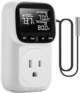 DGSHRHD Digital Temperature Controller,Fahrenheit Display,15A/1800W Thermostat Outlet Plug, Plug in Thermostat,Heating Cooling Control Timer, -40℉~210℉, Cyclic Timing/Countdown, for Home/Greenhouse