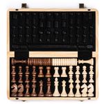 A&A 15" Magnetic Wooden Chess Set/Folding Board / 3" King Height German Knight Staunton Chess Pieces/2 Extra Queen